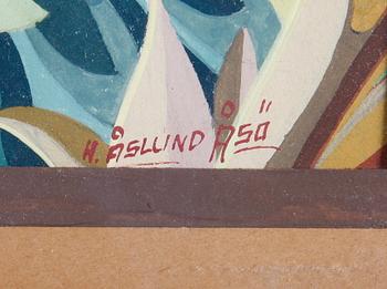 ÅSLUND, HELMER. Blandteknik, sign H. Åslund, Åsö.