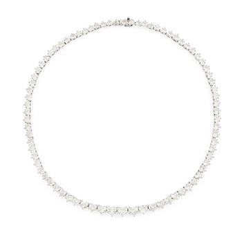 A Harry Winston platinum and heart-shaped brilliant-cut diamond necklace.