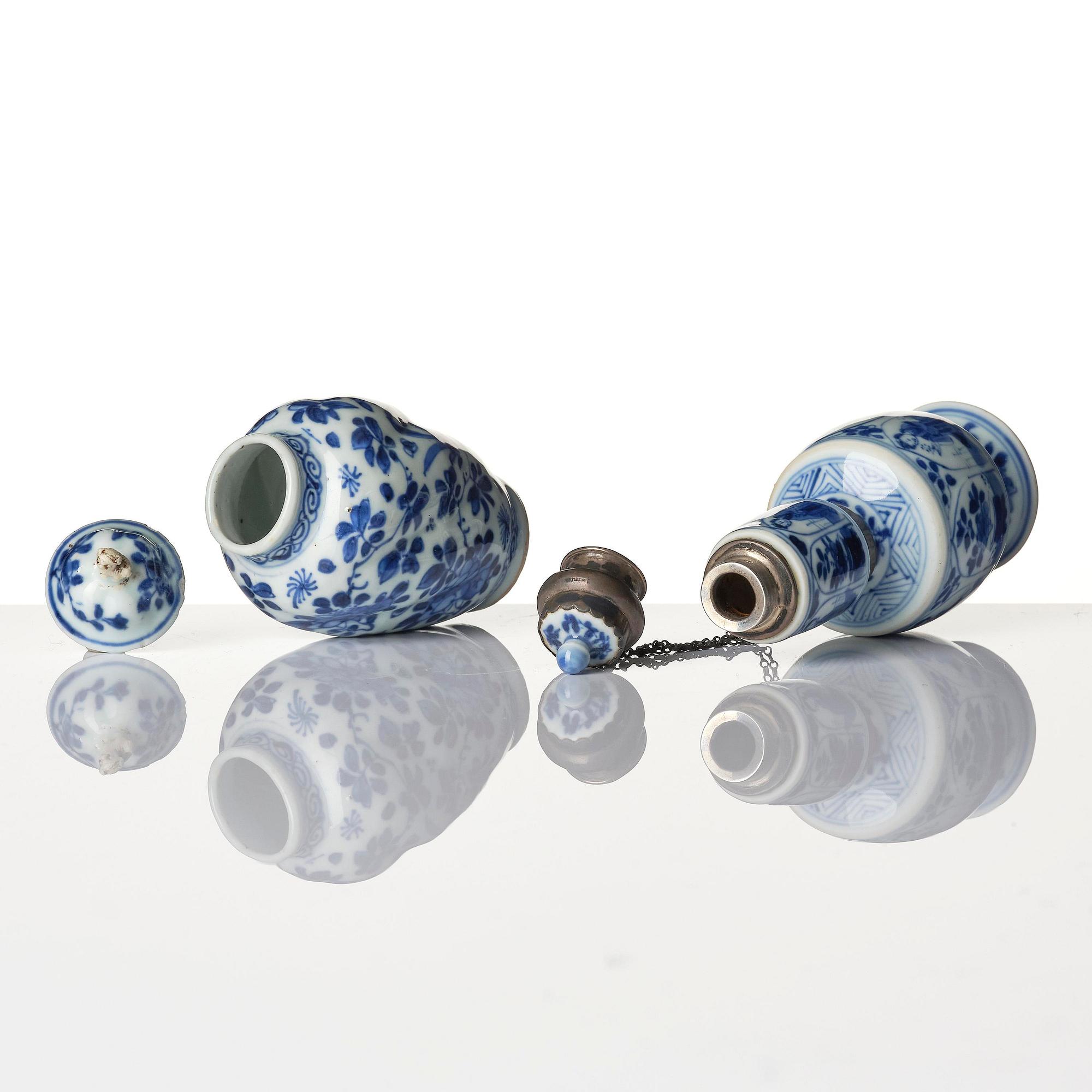 A group of four blue and white miniatures, Qing dynasty, Kangxi (1662-1722).