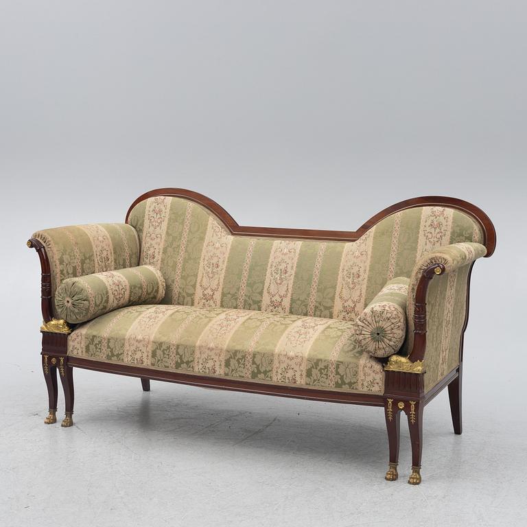 Sofa, 2 chairs, stool, table, Empire style, 5 pieces, 20th century.