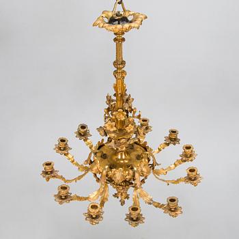 A French mid-19th-century gilt bronze chandelier.