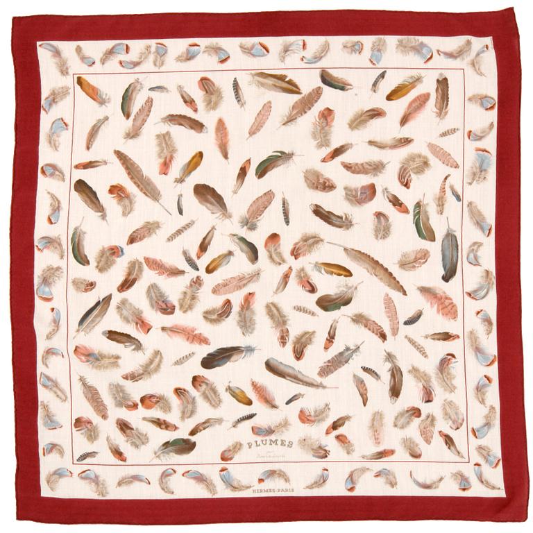 HERMÉS, a silk and cashmere shawl, "Plumes".