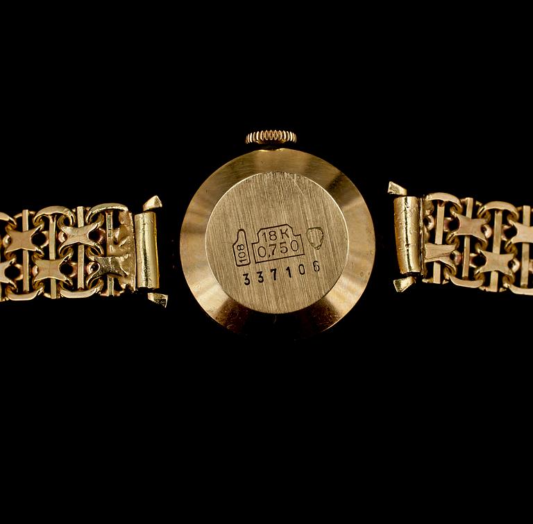 DAMARMBANDSUR, 18 k guld, Zentima, AED, Falköping, 1973. Tot vikt 14 g.
