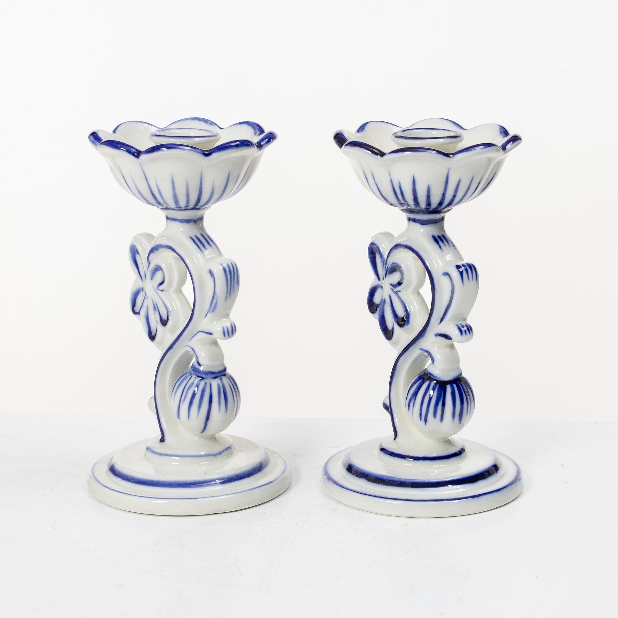 Arthur Percy, a pair of candlesticks, Gefle Upsala Ekeby.