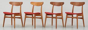 STOLAR, 4 st, "CH-30", design Hans J Wegner, Danmark, 1950-60-tal.