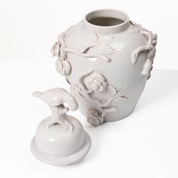 Lidded urn, faience, Rörstrand, mid-20th century.