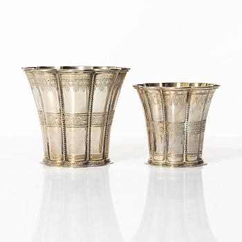 Two Danish silver beakers, including A. Michelsen, Copenhagen, Denmark, Swedish import marks 1966.