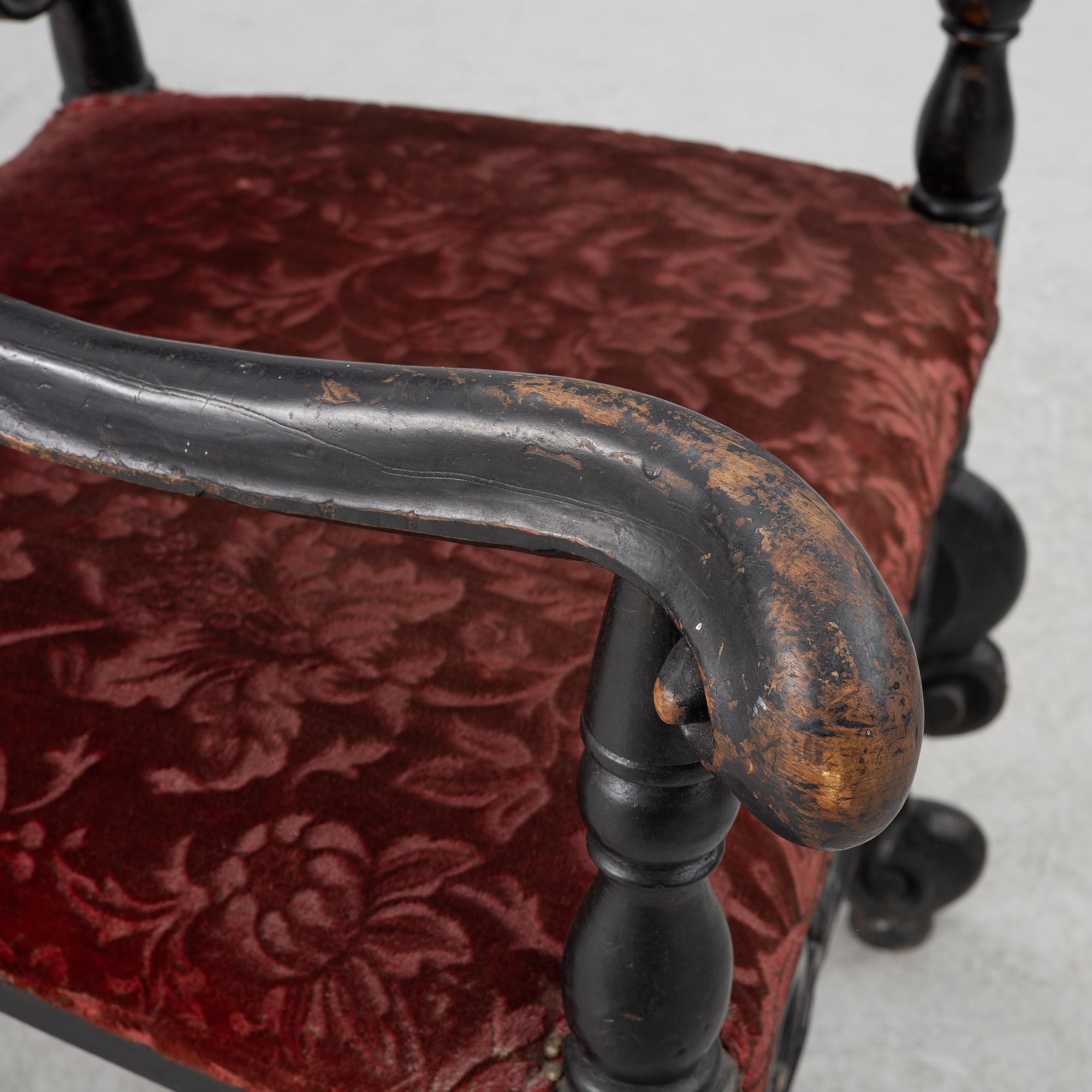 Karmstol, barockstil, omkring 1900 med äldre delar.