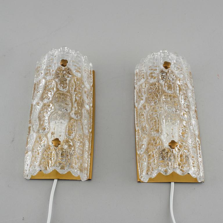 A pair of wall lamps by Carl Fagerlund for Orrefors, second half of the 20th century.
