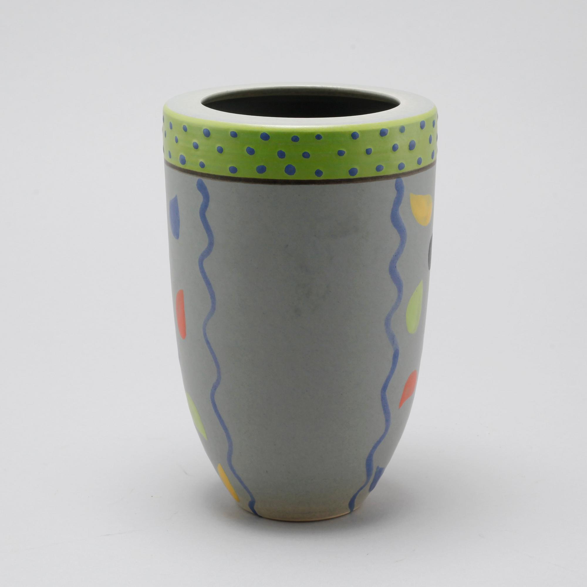 One vase, one bowl and three candleholders from Paradisverkstan at Öland, late 20th century.