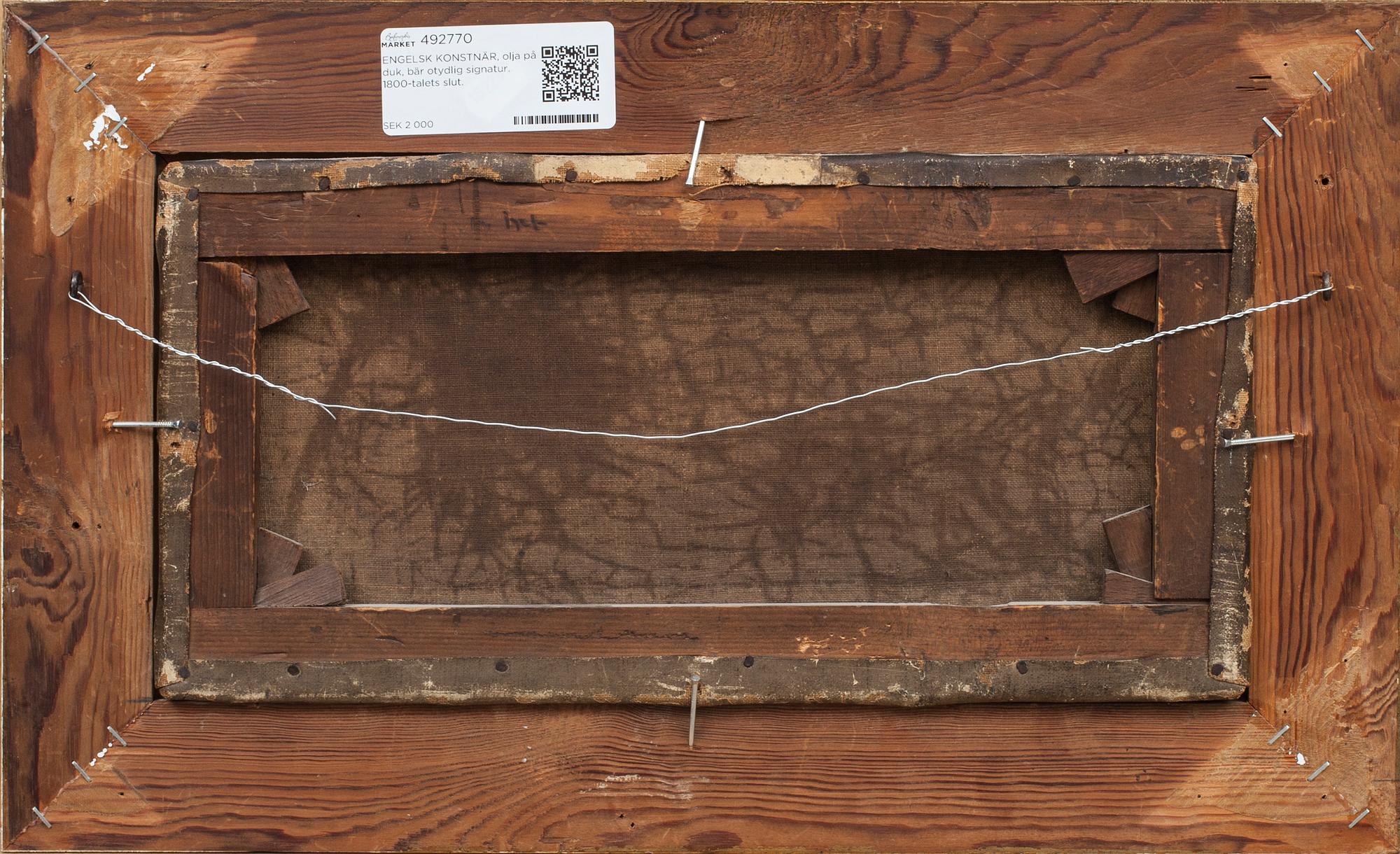 ENGELSK KONSTNÄR, olja på duk, bär otydlig signatur. 1800-talets slut.