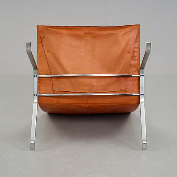 Poul Kjaerholm, a pair of "PK-22" steel and brown leather easy chairs, edition E Kold Christensten, Denmark 1960's.