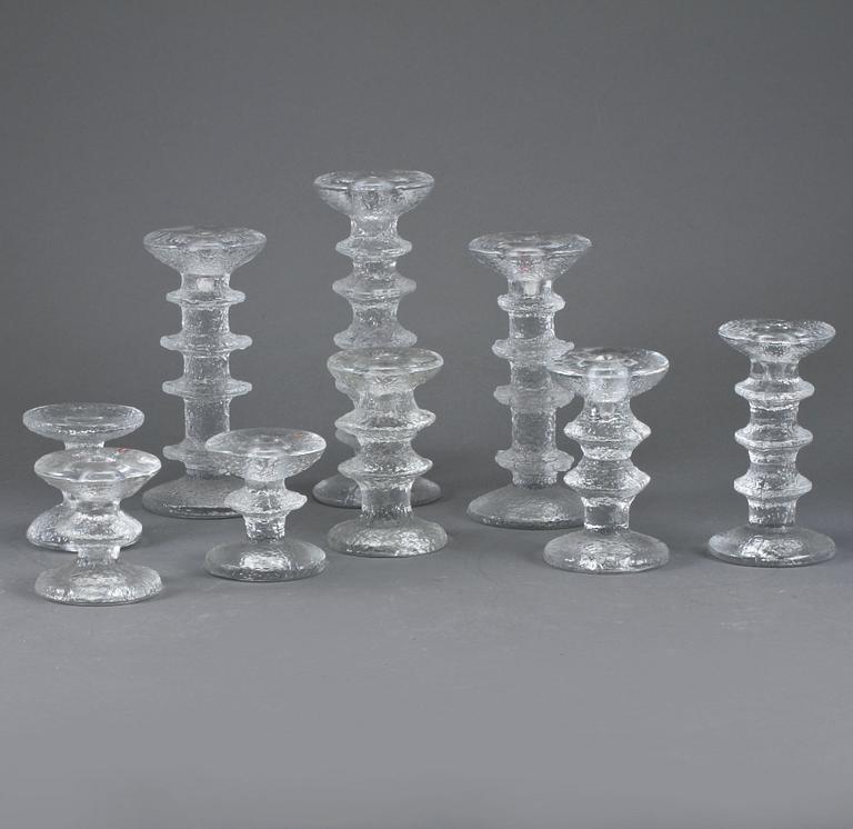LJUSSTAKAR, 9 st, "Festivo", Timo Sarpaneva, Iittala, 1900-talets andra hälft.