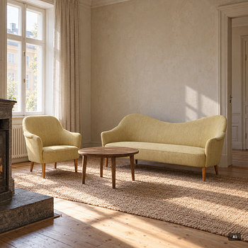 Carl Malmsten, a sofa and an armchair, 'Samspel'.