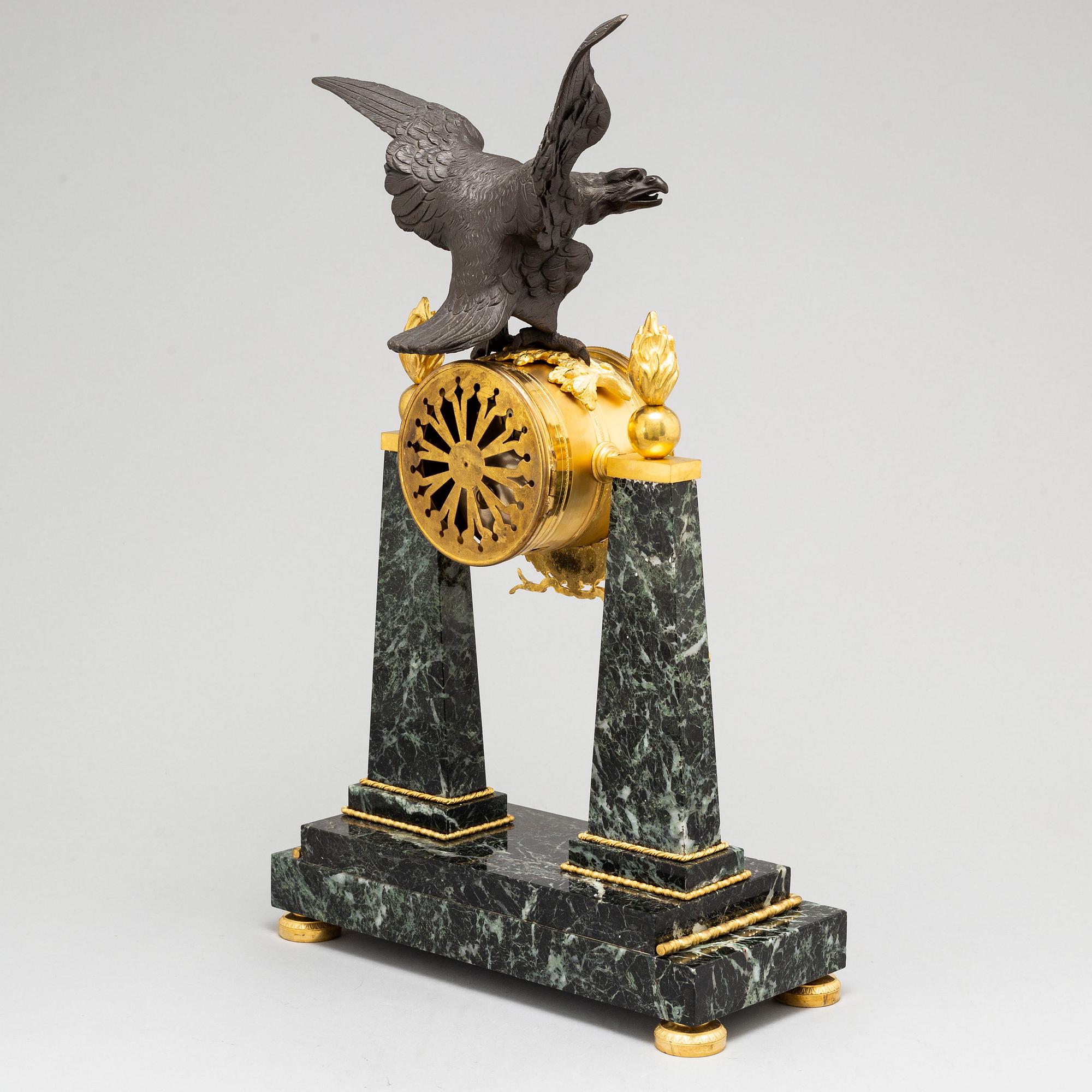 An Empire style table clock, late 19th century.