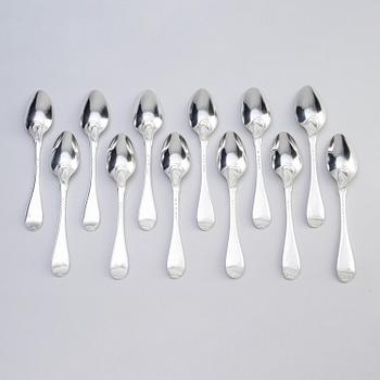 288. Twelve Swedish 18th century silver spoons, marks of Pehr Zethelius, Stockholm 1794.