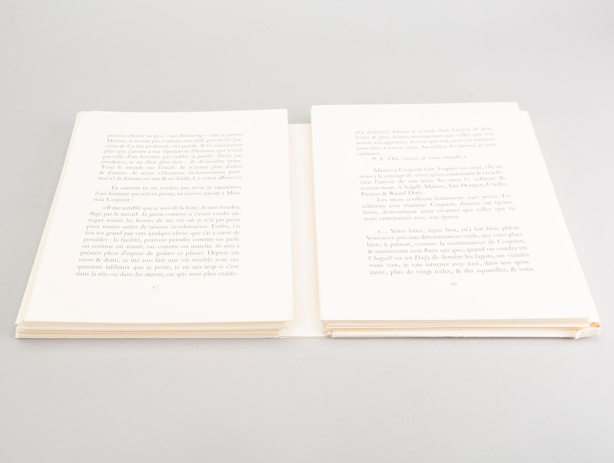 BOOK, "Raoul Dufy - Lettre a mon peintre", Marcelle Oury, no 790. Librairie Academique Perrin 1965.