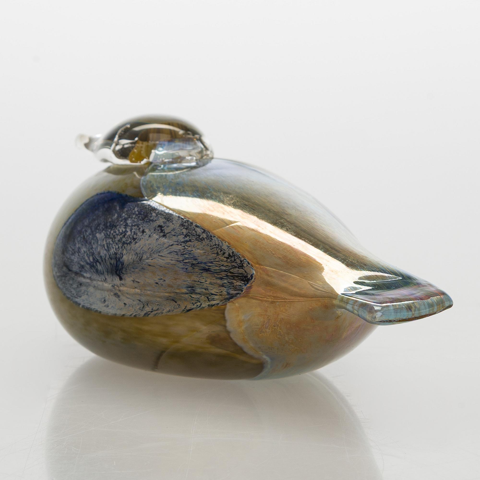 Oiva Toikka, glasfågel, signerad Oiva Toikka Nuutajärvi Notsjö Turun Sanomat 1986.