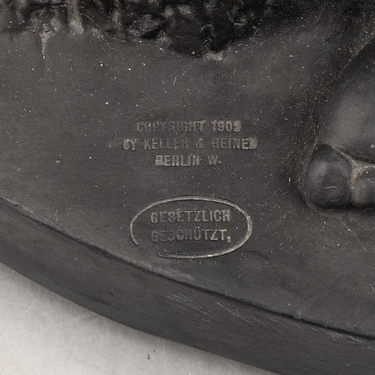 Stephan Sinding, after, a basalt sculpture, "To mennesker", 20th century.