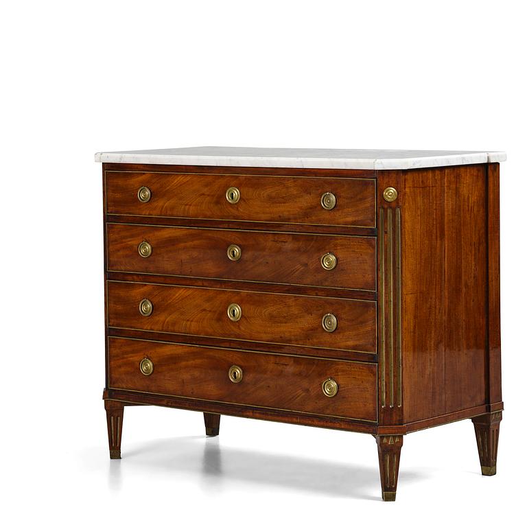 A late Gustavian mahogany commode, Stockholm, late 18th century.