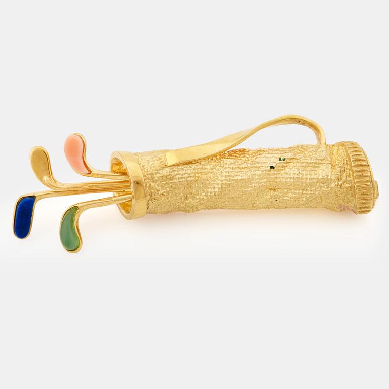 A 1950/60's lapis lazuli and coral brooch.