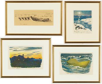 Roland Svensson, 4 lithographs in color, signed and numbered.