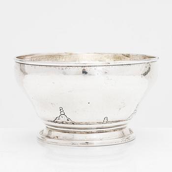 Sterling silver jam spoon, London 1802, and box, Birmingham 1901, and a Danish silver bowl, 1918.