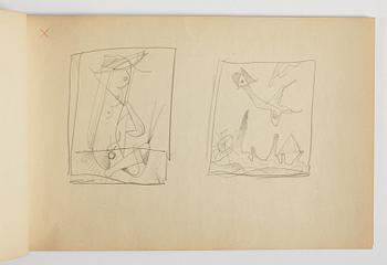 GÖSTA ADRIAN-NILSSON, skissblock, 1920/30-tal, av konstnären egenhändigt inskriberad GAN med blå färgpenna på pärmen.