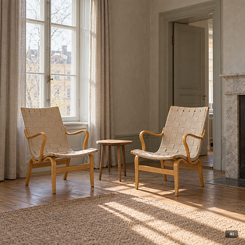 Bruno Mathsson, Armchairs, a pair, “Eva”, Firma Karl Mathsson, Värnamo, 1964.