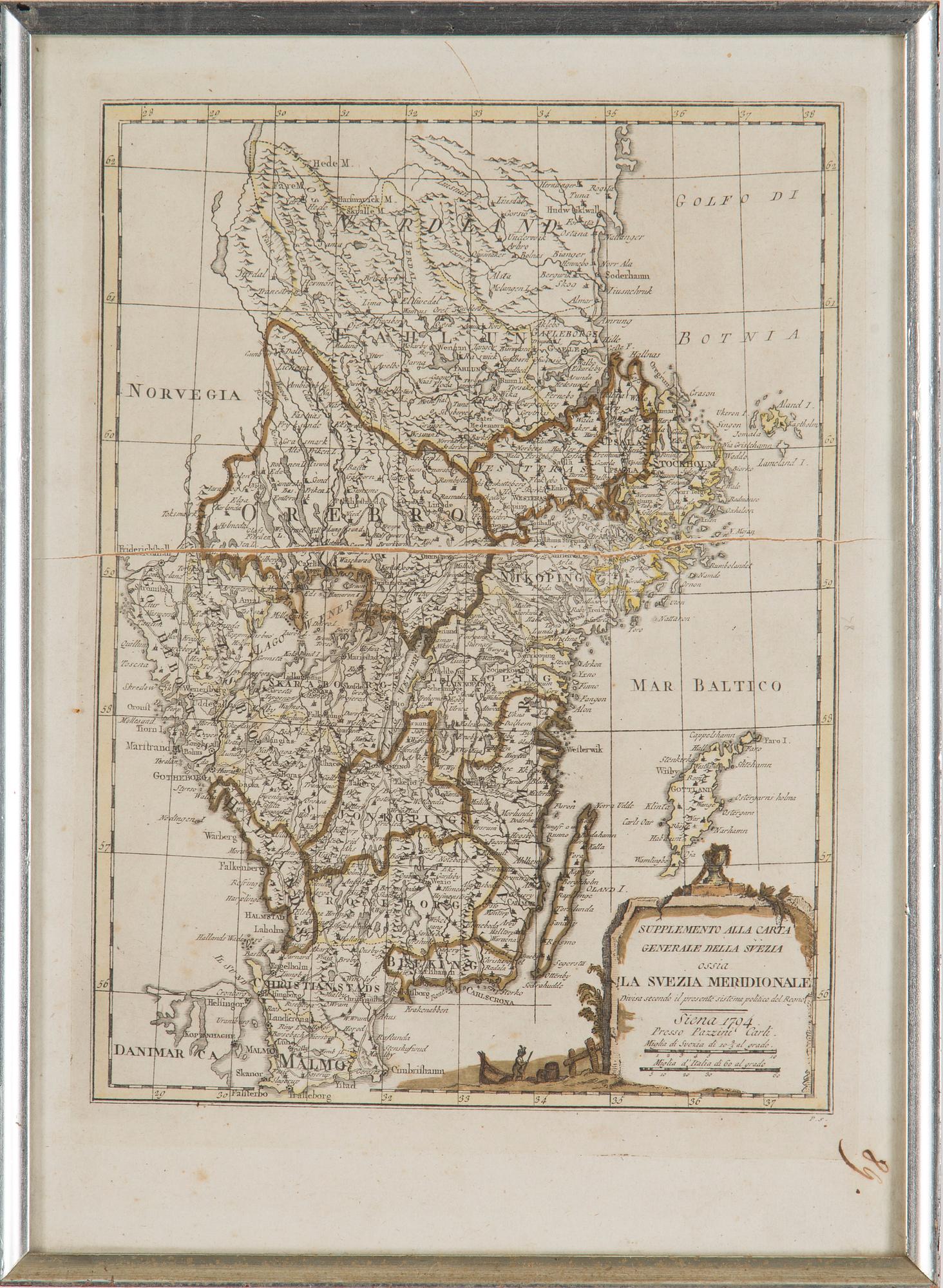 Three maps by Vincenzo Pazzini Carli, Siena, Italy, late 18th century.