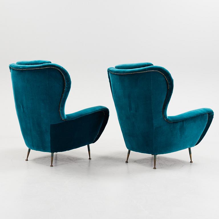 a pair of Italian 1950/60s  armchairs.