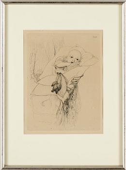 CARL LARSSON, etsningar, 2 st. En signerad i plåt.