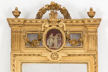 SPEGEL, av Lago Lundén 1787 (spegelmakare i Stockholm 1773-1819), gustaviansk.