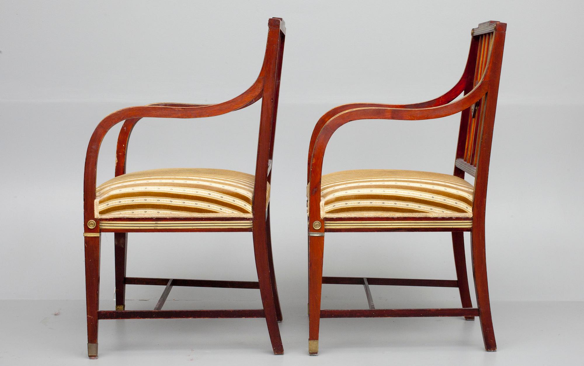 KARMSTOLAR, ett par, Jacob stil, S:t Petersburg, Ryssland 1800-talets senare hälft.