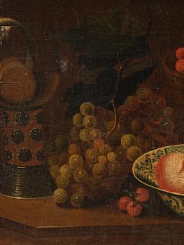 Coenraet (Conrad) Roepel, Still life with fruits, plate, and a pitcher.