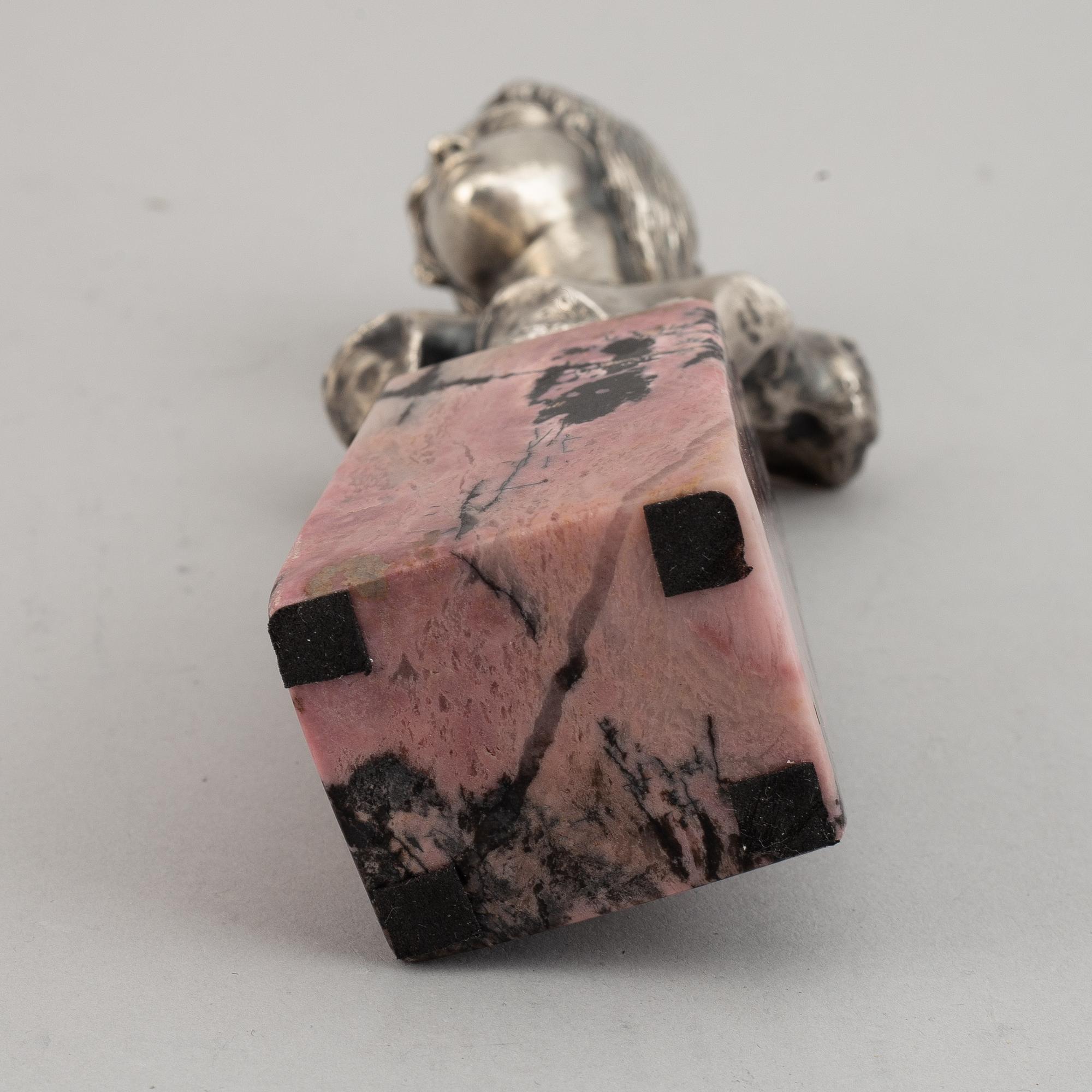 A Russian silver sculpture of Diane, marked Villanis and Bolin, St. Petersburg 1908-1917.