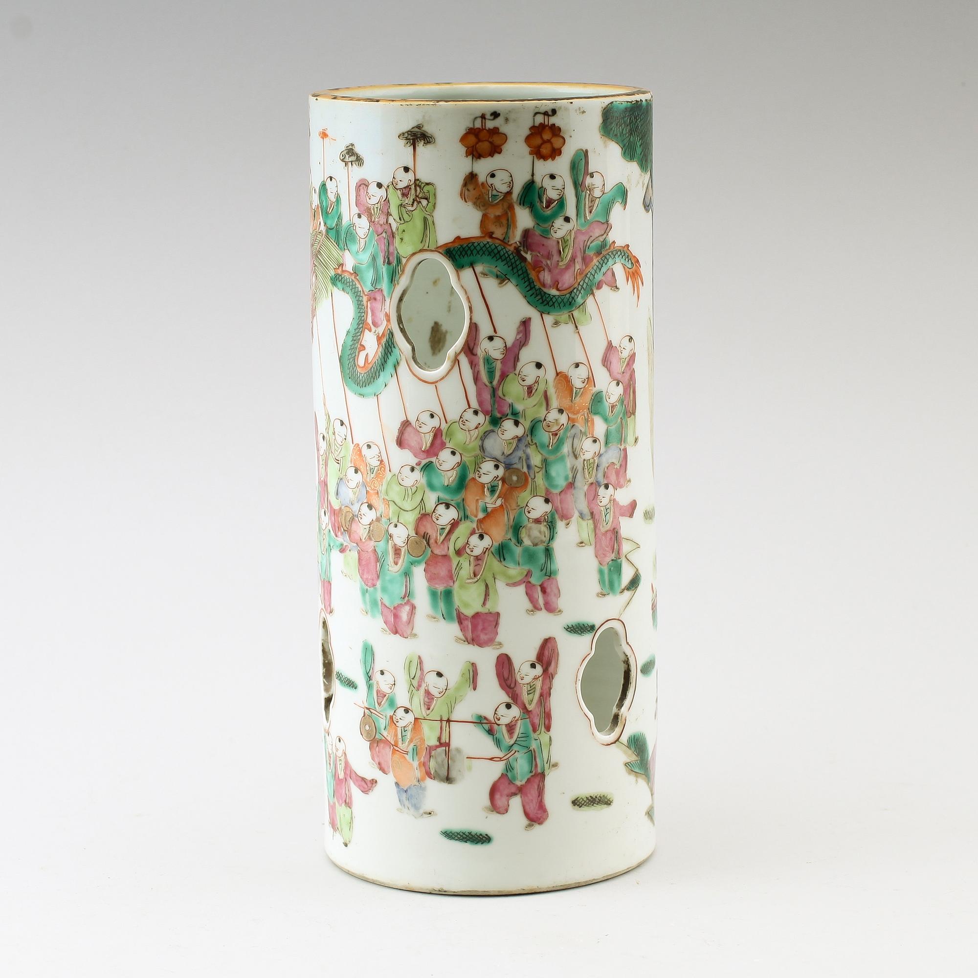 PERUKSTOCK, porslin, Kina, 1800-/1900-tal.