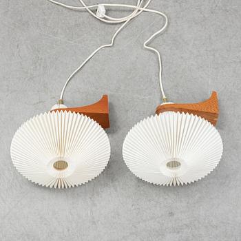 Vilhelm Wohlert, two 'Mushroom' wall lamps, Le Klint, mid 20th century.