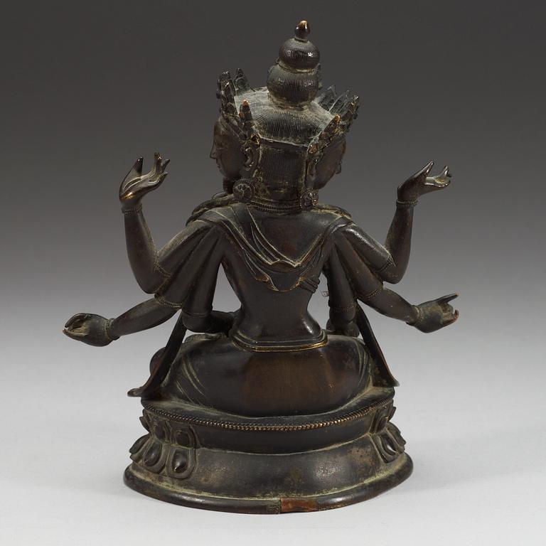 A bronze figure of a deity, presumably Ushnishavijaya, Qing dynasty, 19th Century.