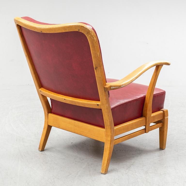 AXEL LARSSON, a Swedish Modern birch easy chair, åtölj, Swedish Modern, Svenska Möbelfabrikerna, Bodafors, 1940's.