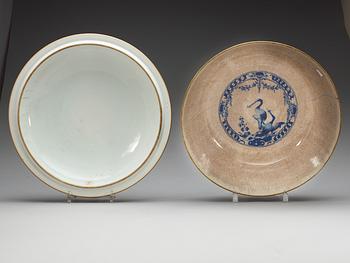 A massive blue and white armorial punch bowl with cover with the arms of Grill, Qing dynasty, Qianlong (1736-95).