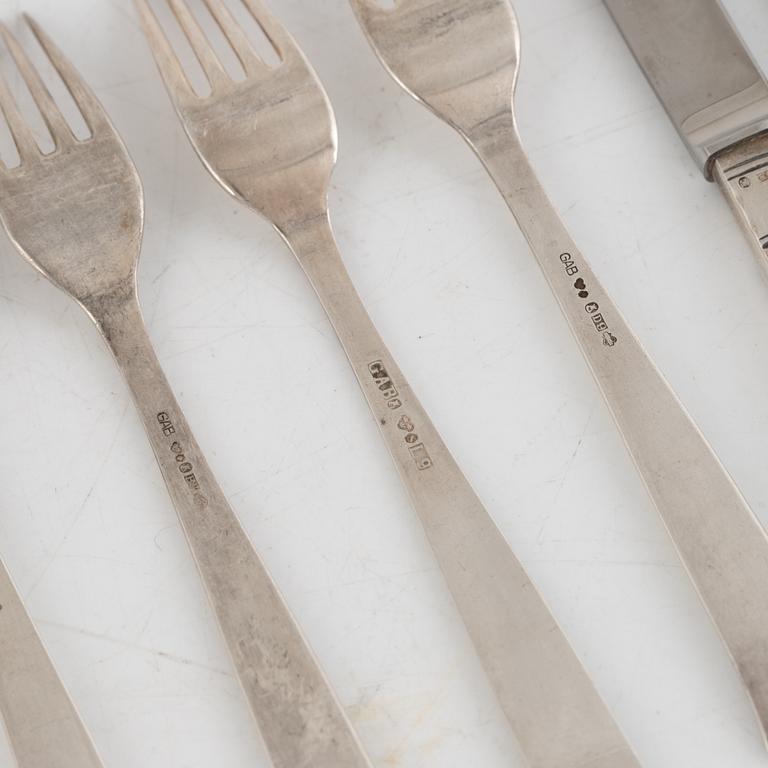 A Swedish Silver Cutlery, Jacob Ängman, 'Rosenholm', GAB (24 pieces).