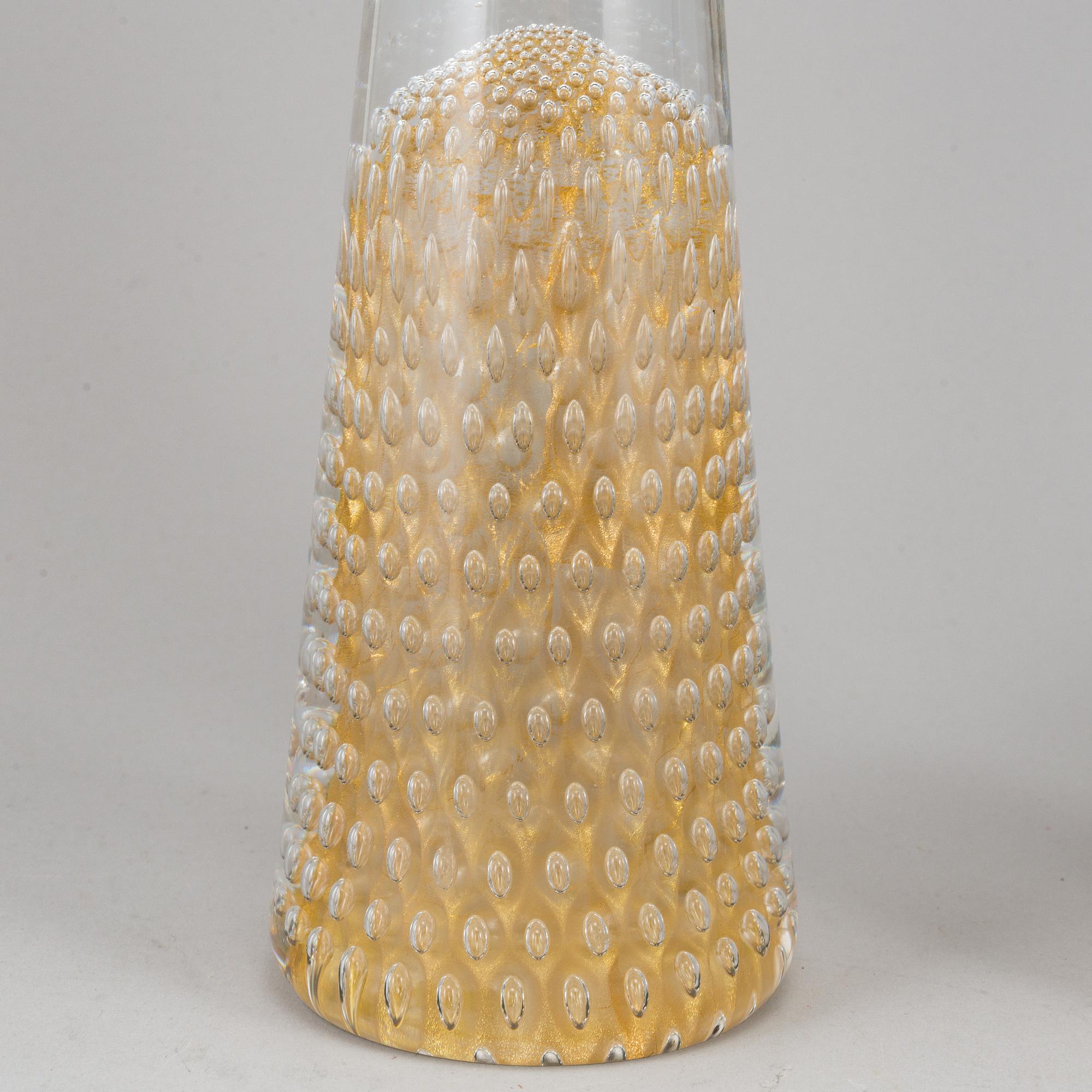 A pair of glass table lights, second half of the 20th Century.