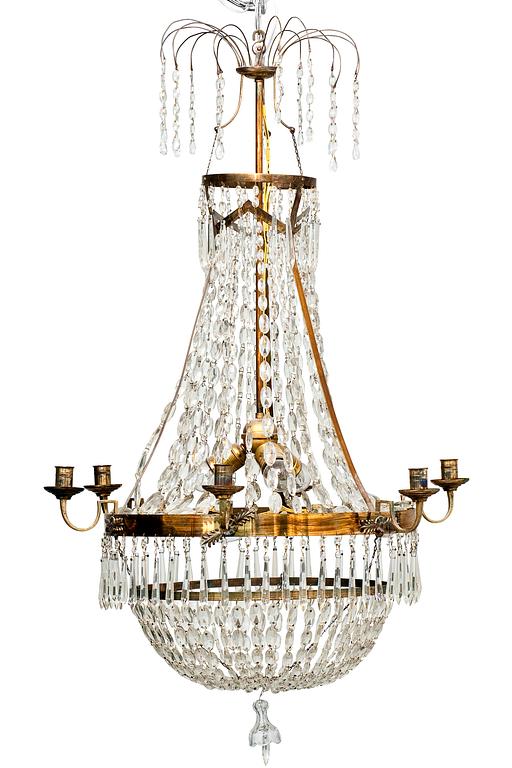 A CUT-GLASS CHANDELIER.