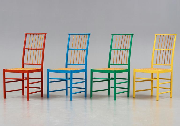 Josef Frank, a set of four lacquered dining chairs, Svenskt Tenn, model 2025.