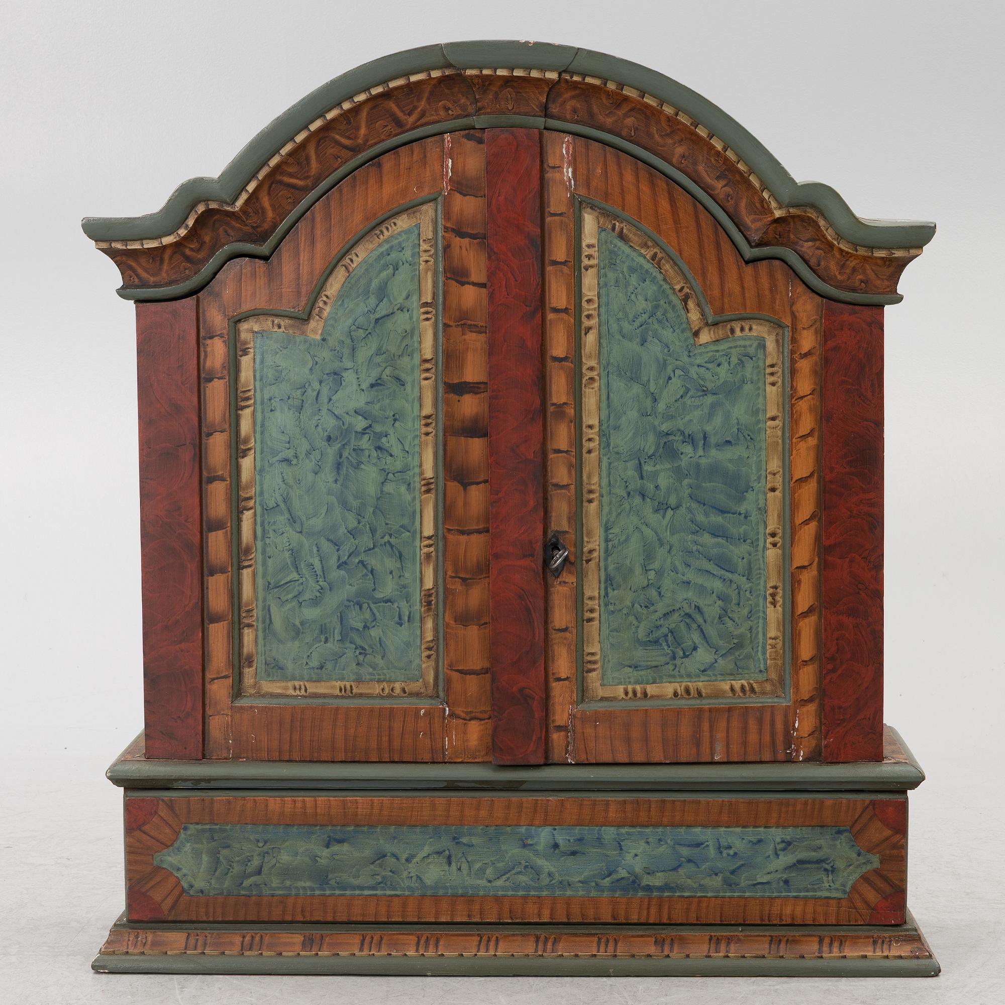 A folk-art cabinet from Värmland, Sweden, dated 1806.