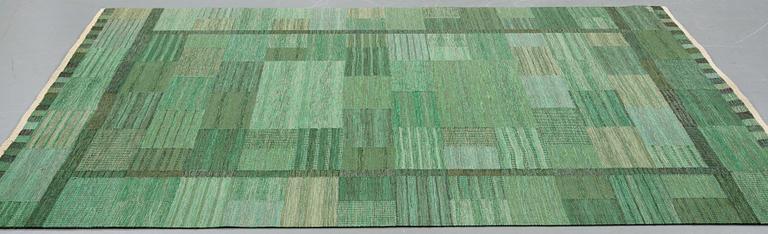 Marianne Richter, matto, "Fasad, grön II", flat weave, ca 240-241,5 x 187-189,5 cm, signed AB MMF MR.