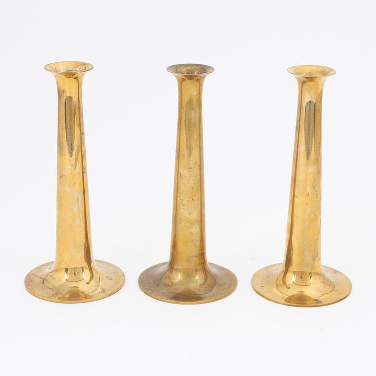 Hans Bolling, three brass candlesticks, Torben Ørskov & Co, Denmark.