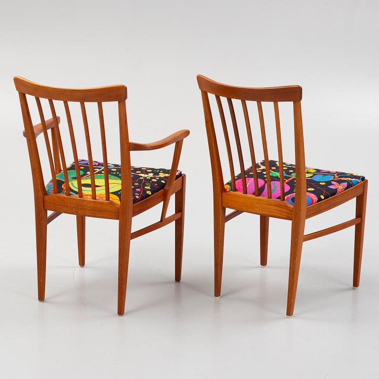 Carl Malmsten, a 'Herrgården' dining table and six chairs, Bodafors, second half of the 20th Century.