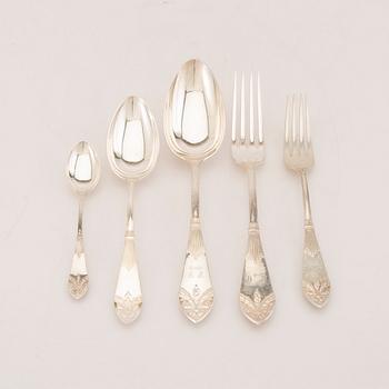 A Swedish set of 27 pcs of silver cutlery msotly CG Hallberg Stockholm early 1900s weight of sivler in total 1530 grams.